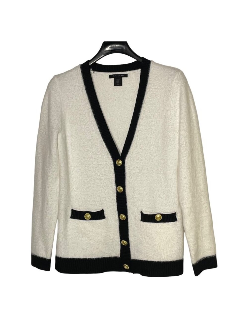 Tahari Crest 5 Button Cardigan Sz MED‎ Preppy Academia Old Money